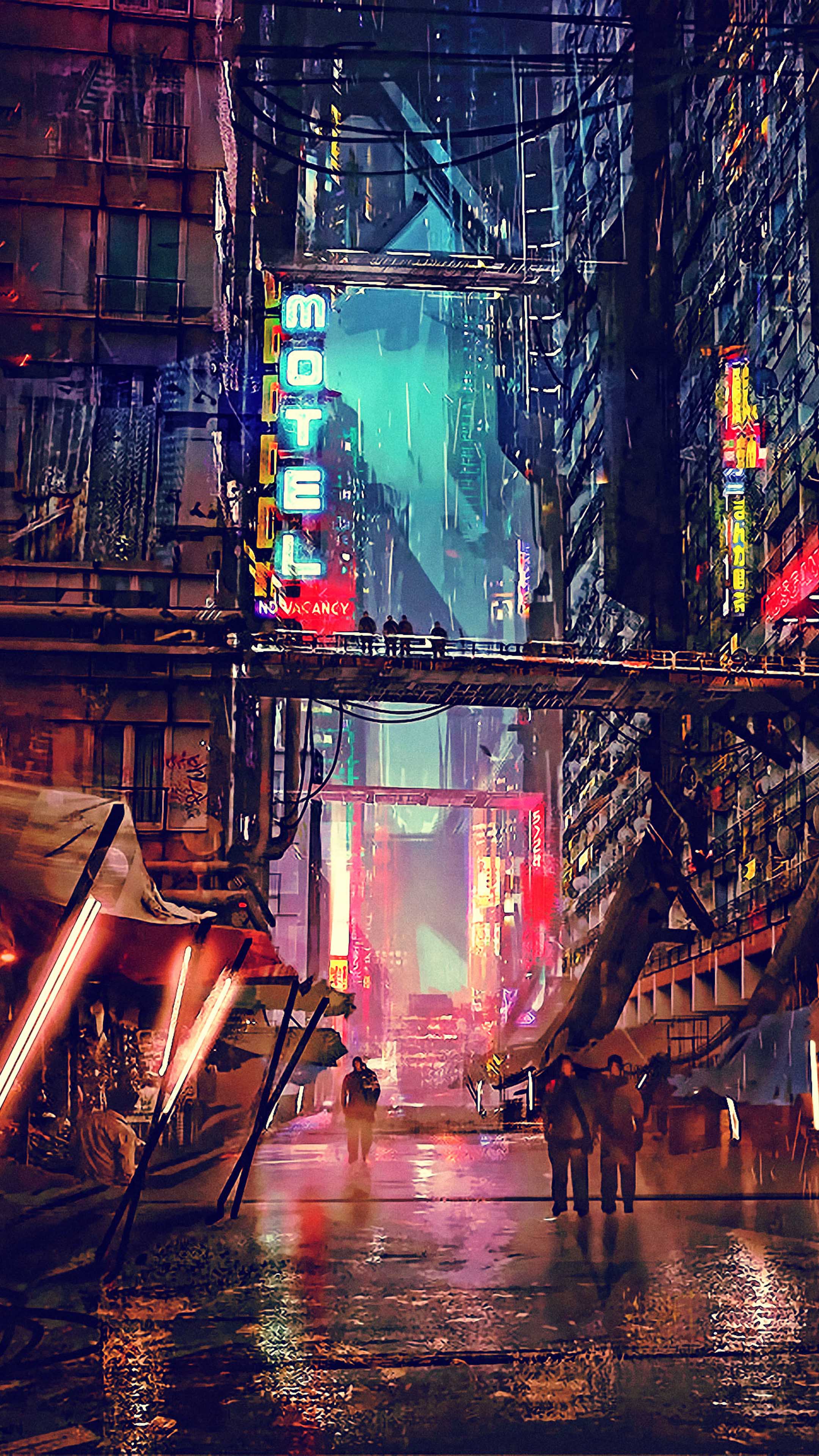 Khám phá thế giới Cyberpunk với những bức tranh kỹ thuật số hoành tráng, những tòa nhà cao tầng phủ đầy công nghệ nhưng lại trong hoang tàn của tương lai.
