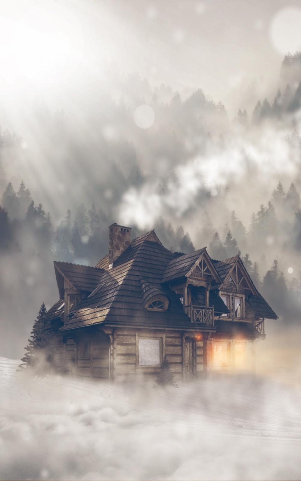 Woods Cabin In Cloudy Mountain Download Free Hd Mobile