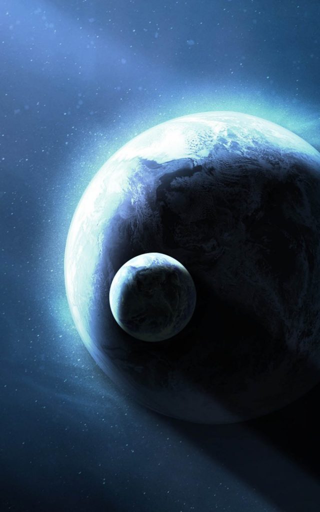 Planet Earth And Moon CGI 4K Ultra HD Mobile Phone Wallpaper