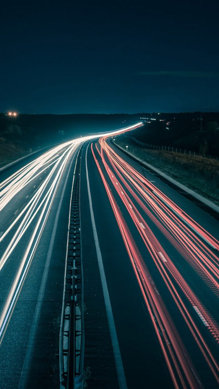 Highway Night Traffic Lights 4K Ultra HD Mobile Wallpaper