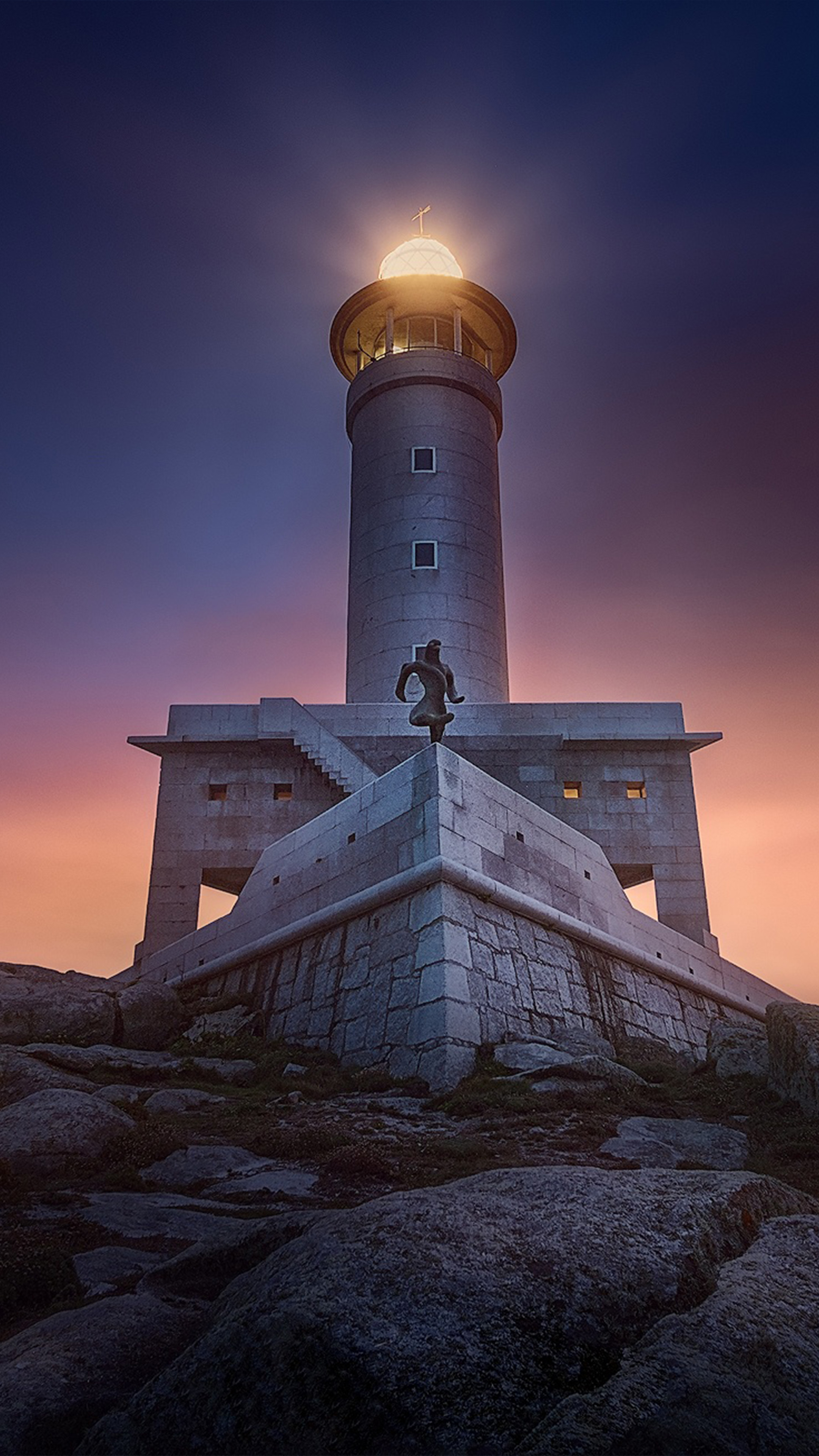 Lighthouse Rock Sunset 4K Ultra HD Mobile Wallpaper