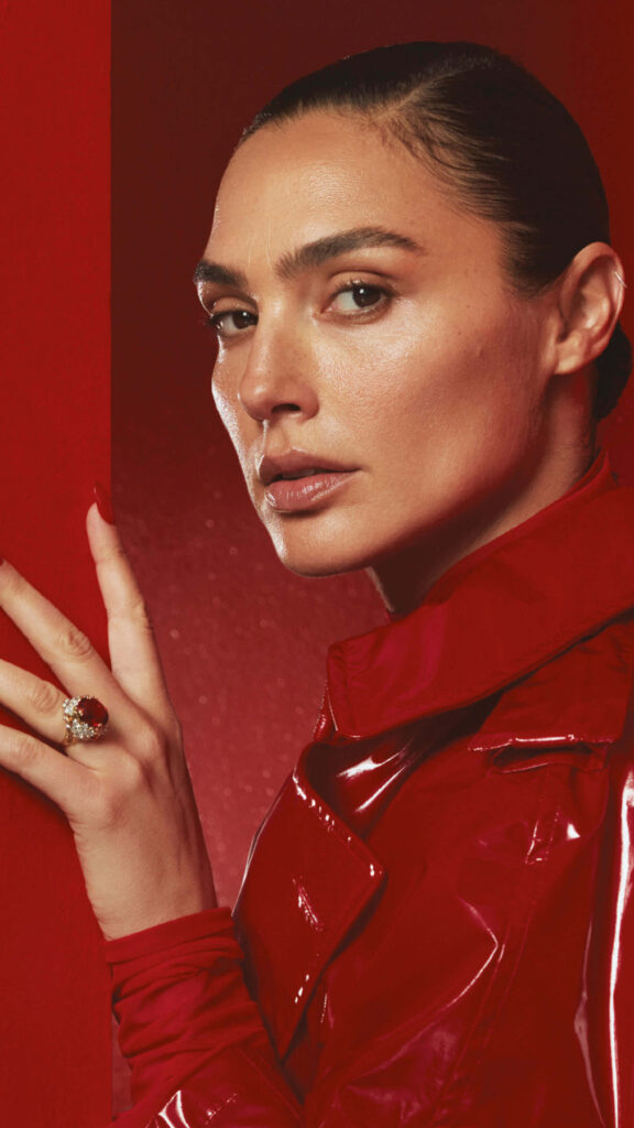 Gal Gadot In Red Dress Red Background Vogue Hong Kong 2023 Photoshoot ...