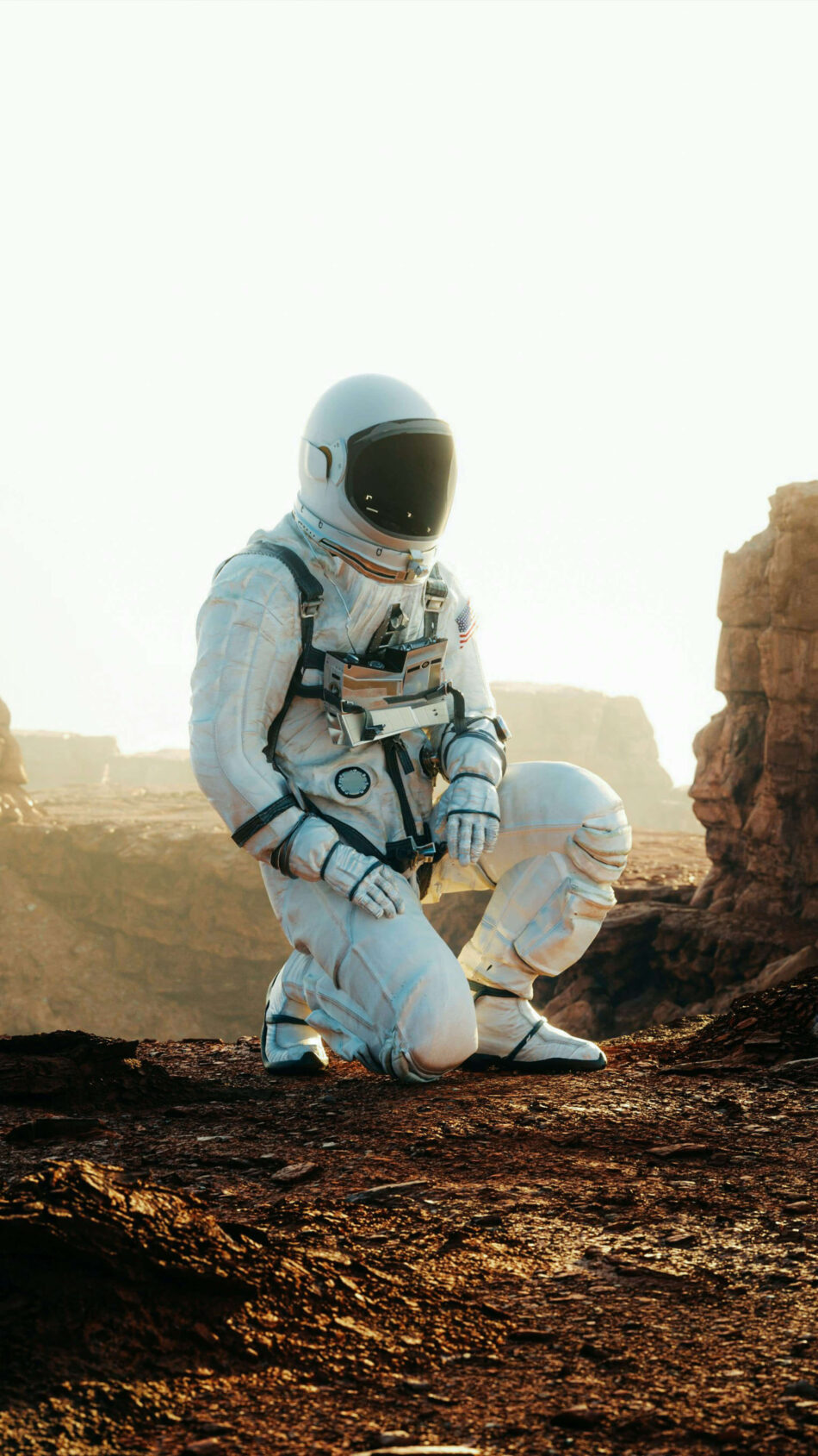 Astronaut On Rocky Mars 4K Ultra HD Mobile Wallpaper