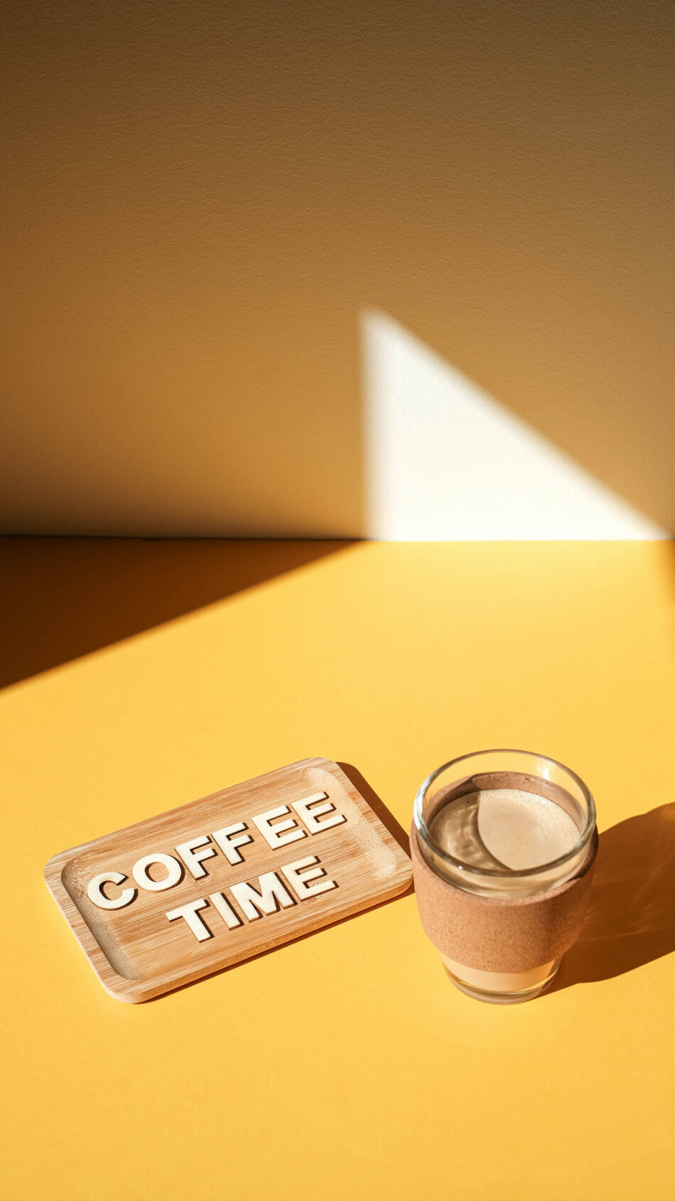 Coffee Time Coffee Cup Yellow Background 4K Ultra HD Mobile Wallpaper