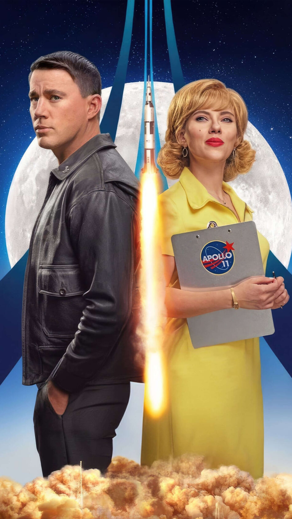 Scarlett Johansson & Channing Tatum In Fly Me To The Moon Movie Poster 4K Ultra HD Mobile Wallpaper