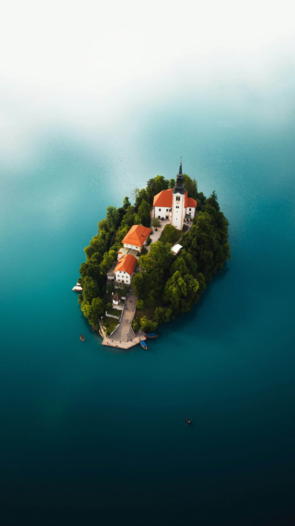 Aerial View of Bled Island Slovenia 4K Ultra HD Mobile Phone Wallpaper