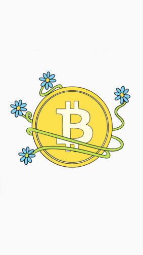 Bitcoin Flowers White Background Graphics 4K Ultra HD Mobile Phone Wallpaper