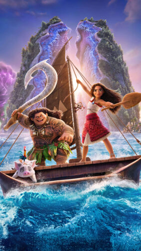 Maui And Moana In Moana 2 Movie Poster 4K Ultra HD Mobile Phone Wallpaper