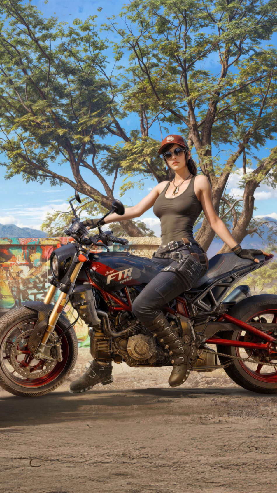 PUBG Girl With Indian Motorcycle 4K Ultra HD Mobile Phone Wallpaper