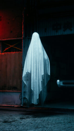 Scary White Halloween Ghost Decoration 4K Ultra HD Mobile Phone Wallpaper