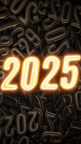 New Year 2025 Glowing Numbers 4K Ultra HD Mobile Phone Wallpaper