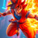 Son Goku In Flame Flying Through The Neon City 4K Ultra HD Mobile Phone Wallpaper